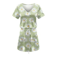 Просвета летни рокли за жени флорални мини къси ръкав ежедневна рокля с v-образно деколте зелено 2xl