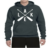 Wild Bobby, Lake Cross Paddles, Unise Graphic Hoodie Sweatshirt, въглен, X-голям