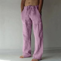Мъжки удобни памучни панталони панталони еластична талия леки плажни панталони удобни меки ежедневни панталони