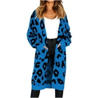 Floleo Clearance Deals Winter Coats for Women Fashion Women Пуловери с дълъг ръкав отпечатани жилетка дами джобни палта блуза върхове