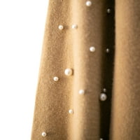 Дамски Секси дълъг пуловер с перлена украса, Плътен цвят половин висока врата Дълъг ръкав тънка основа рокля