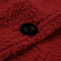 Дамско яке Зимно топло връхно облекло жилетка палто парти хлабав дълъг ръкав червено 4ХЛ