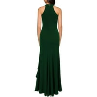 Рокли за жени лятна ежедневна рокля солидна ключова врата без ръкави макси рокля с дължина на глезена с дължина зелени XL