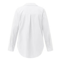 Дамски ежедневни бутони с тениски v Врат с дълъг ръкав с яка офис работа блузи върхове с джоб