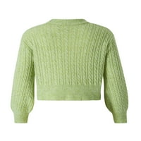 Eyicmarn женски плетени върхове Твърди цвят усукване плетен с дълъг ръкав ревери v Врат дизайн на улични дрехи Топс на пуловер