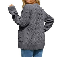Sherrylily жени кабел плетен пуловер от кардигани с дълъг ръкав плетат