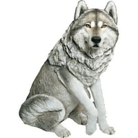 Sandicast Животният размер голям седнала сива скулптура на вълк