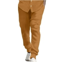 Elainilye Fashion Mens Pants торбисти ежедневни еластични панталони с ивици с панталони с джобни панталони панталони дълги панталони, портокал