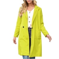 Loopsun зимни палта за жени пролет и есенна лапета вълна твърд цвят дълъг ръкав вълнен дълъг джобно яке