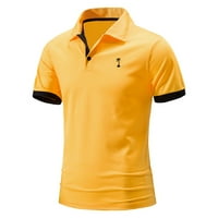 Pedort Мъжки ризи за голф ризи за мъже за мъже сухо годни изпълнения поло с ника с късо ръкав с яка жълто, l