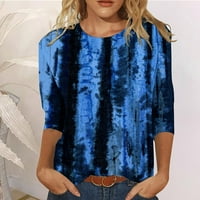 Qwertyu жени блузи и ризи плюс размер графичен тънък приготен женски тениски екипаж ший лакът дължина ръкав дамски летни ризи дамски рокли върховете носят за сватби тъмно синьо l