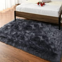 Шаг килими fau fur овча кожа за килим за хол пухкав килим за килим за спалня луксозна стая декор черен килим правоъгълник