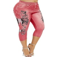Rejlun дамски дъна на панталони с висока талия capri loungewear с джобове панталони boho ежедневно носете дънки лилаво xl