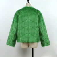Дамски мода солидна зима Автом сгъва се топло дебело козина яке палто, което е зелено m
