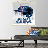 Чикаго Къбс-стенен плакат за каска с дървена магнитна рамка, 22.375 34