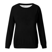 суичър Amousa за жените за случайни модни модни солидни дълги ръкави O-O-Neck Pullover топ блуза