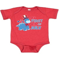 Inktastic първия ми 4 юли с подарък за динозавър бебе момче или бебе момиче боди