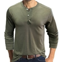 Мъже риза с дълъг ръкав ежедневно дълъг ръкав на масла Основен твърд чист цвят блуза тениска армия зелено размер l