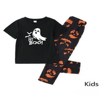 Sanviglor жени мъже деца Хелоуин PJ Комплекти Семейство дълъг ръкав Съчетаване на пижами комплект Ghost Print Sleepwear Comfy Nightwear Party Style-B Child-3-4y