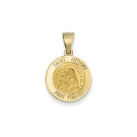 14к жълто злато полиран и сатен Медальон Св. Антоний-размери 21.6 х широка Дебелина