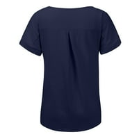 Дамски Тениски графични Дамски ежедневни памук и Лен О-деколте твърди къси ръкави тениска блуза върхове Дамски Тениски Памук