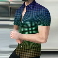 Плюс размер печат блуза за мъже Ревера класически-годни плажни ризи зимен салон с къс ръкав графични Тийове
