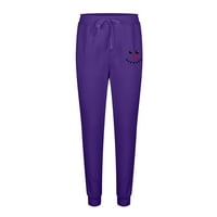 Мъжки спортни панталони меки отпуснати прилепнали ежедневни носени еластични талия твърд цвят удобен салон Небрежна мода уютни ежедневни панталони с пълна дължина панталони с джобно лилаво m