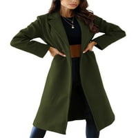 Cindysus женско яке жилетка изтърпява дрехи с дълъг ръкав партия парти с тренч палто средна дължина грахови палта армия зелено xl