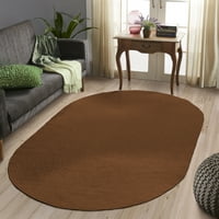 Впечатления parmigianino солиден овален сплетен на закрито на открито килим 3 '5', какао