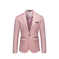 Мъжки единичен костюм мода Англия твърд цвят висококачествен ежедневен палто розово, xxl
