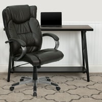 Flash мебели с висок гръб еспресо кафяв Leathersoft Изпълнителен въртящ се офис стол с титаниев найлонова основа и оръжие
