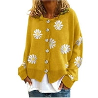 Есенни пуловери за жени торбисти с пуловер с жилетка от жилищни пуловери за момичета за момичета жълти l