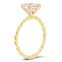 2. CT Brilliant Heart Cut симулиран розов диамант 14k жълто злато пасианс пръстен SZ 6