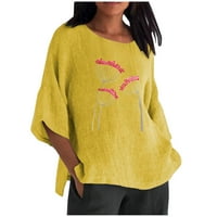 Homadles женски тениски с размер плюс размер лято къса графика в продажба пуловер кръгла шия плюс размер свободни отпечатани върхове жълт размер 3xl