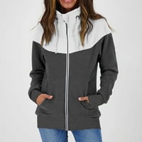 Odeerbi Зимни палта за жени модерни дълги ръкав отворен предни разхлабени връхни дрехи плътна блуза тъмно сиво