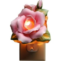Chictail Fine Porcelain Rose Plug-in Night Light Figurine, 5 H