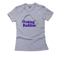 Риболовни приятели-хладно въдица крив риба жените Памук сив тениска