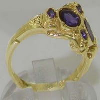 Британски направени 14к жълто злато естествен аметист Дамски юбилеен пръстен-размер 5.25