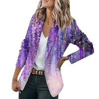 Пуловери за женско яке с дълъг ръкав жилетка на яка за единични бутони и свободното време Top Purple M