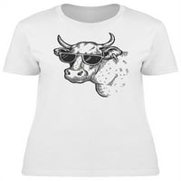 Смешна крава в слънчеви очила скици тениска жени -Маг от Shutterstock, женска голяма