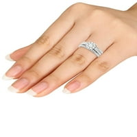 Карат Т. в. диамантен единичен ореол 14кт годежен пръстен от бяло злато