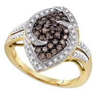 1 2ctw-диамант кафяв пръстен
