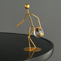 Златни спортисти с кристална декорация на топка метал геометрична скулптура за работния плот за домашен офис