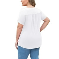 Ризи за жени модерни плюс размер летни дантелени ризи кръгла шия с къс ръкав тийп върхове туника блуза тениски