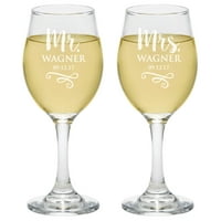 Персонализиран стъклен комплект-г-н и Г-жа вино