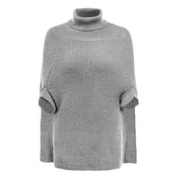 Zuwimk дамски пуловери, дамски големи пуловери, които се спускат с дълъг ръкав, разкрепостено плетен джъмпер сиво, xl