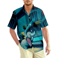 Дъмбо бебе слон мъжки хавайски риза с къс ръкав, женски мъжки думбо модел предни копчета гърди джоб джоб