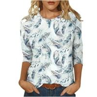 Женски ризи за ръкави Женски модни отпечатани разхлабени тениски ръкави Блуза Екипаж на ежедневни върхове