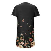 Юбатуо дамски летни ежедневни Бохо Флорални печатни тънка тениска рокля с къс ръкав о-деколте Мини рокли за жени Черно 3хл