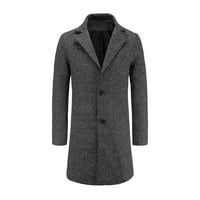 Мъжки ежедневни якета палто твърдо единично яке твърди завой надолу яка дълго Вълнен бутон Мода дъжд палта мъже